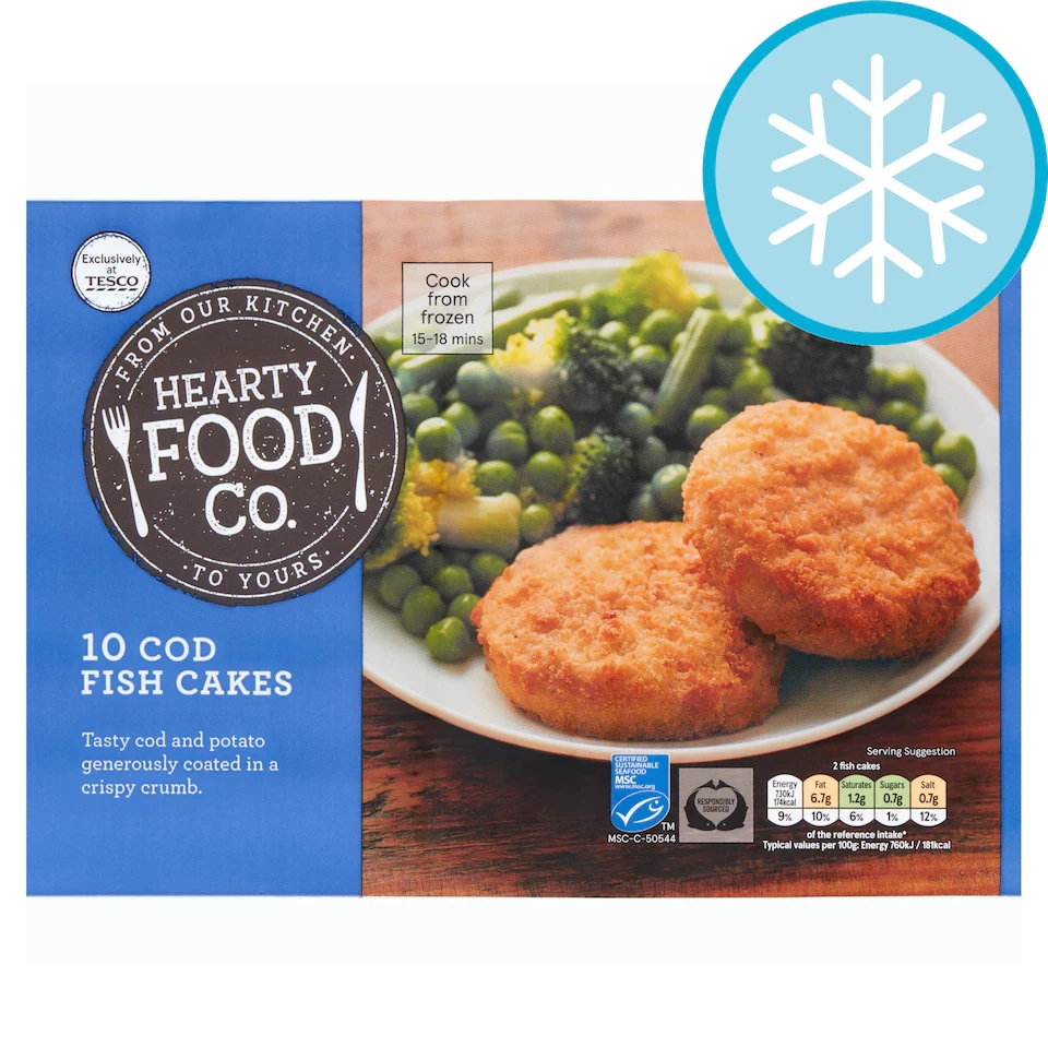 Hearty Food Co 10 Cod Fish Cakes 500g