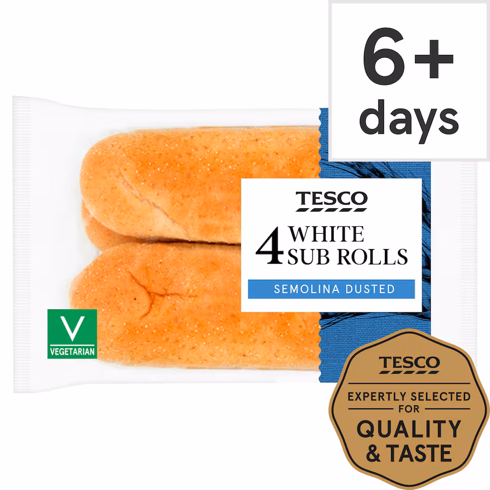 Tesco White Sub Rolls 4 Pack