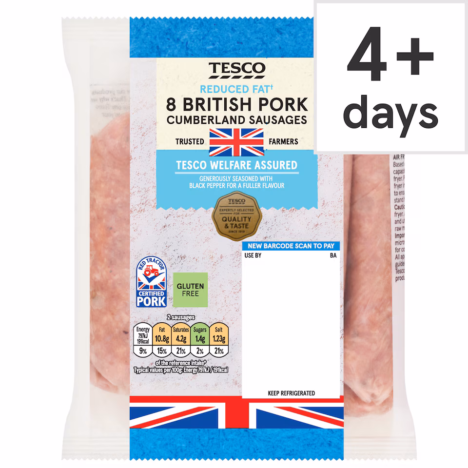 Tesco Reduced Fat Cumberland Sausage 454G