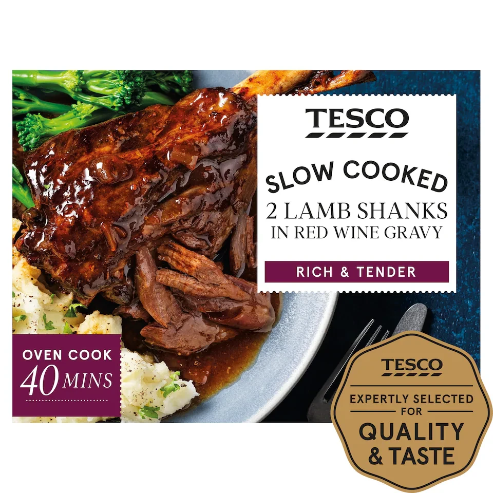 Tesco 2X Lamb Shanks In Red Wine Gravy 780G