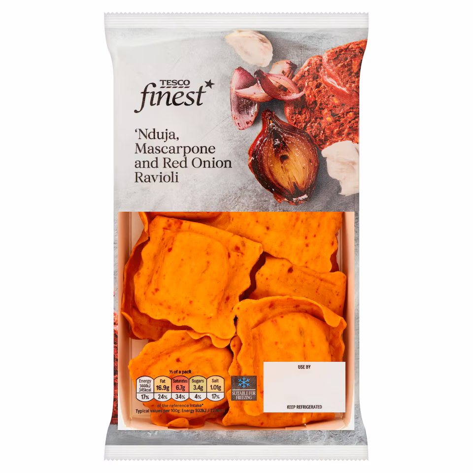 Tesco Finest Nduja, Mascarpone, Red Onion Ravioli 250G