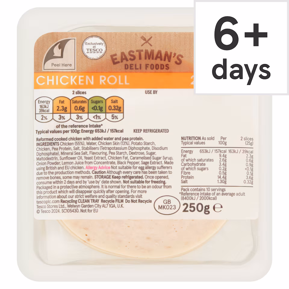 Eastmans Cooked Chicken Roll Slices 250g