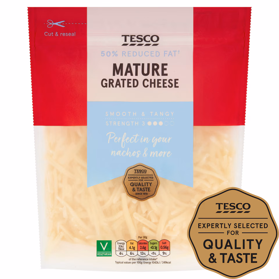 Tesco 50% Reduced Fat Mature Grated Cheese 250G