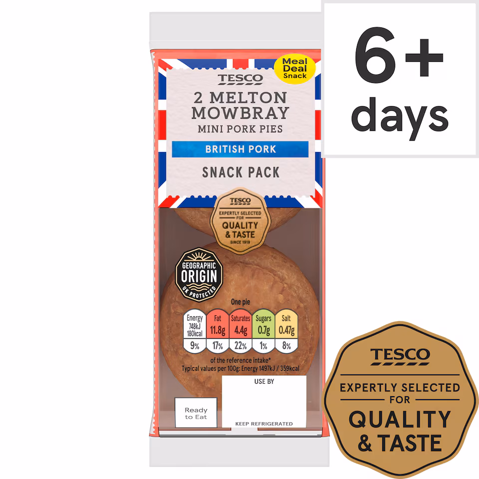 Tesco 2 Mini Melton Mowbray Pork Pies 100G