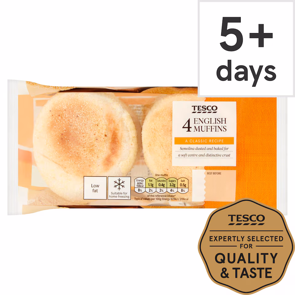 Tesco White English Muffins 4 Pack