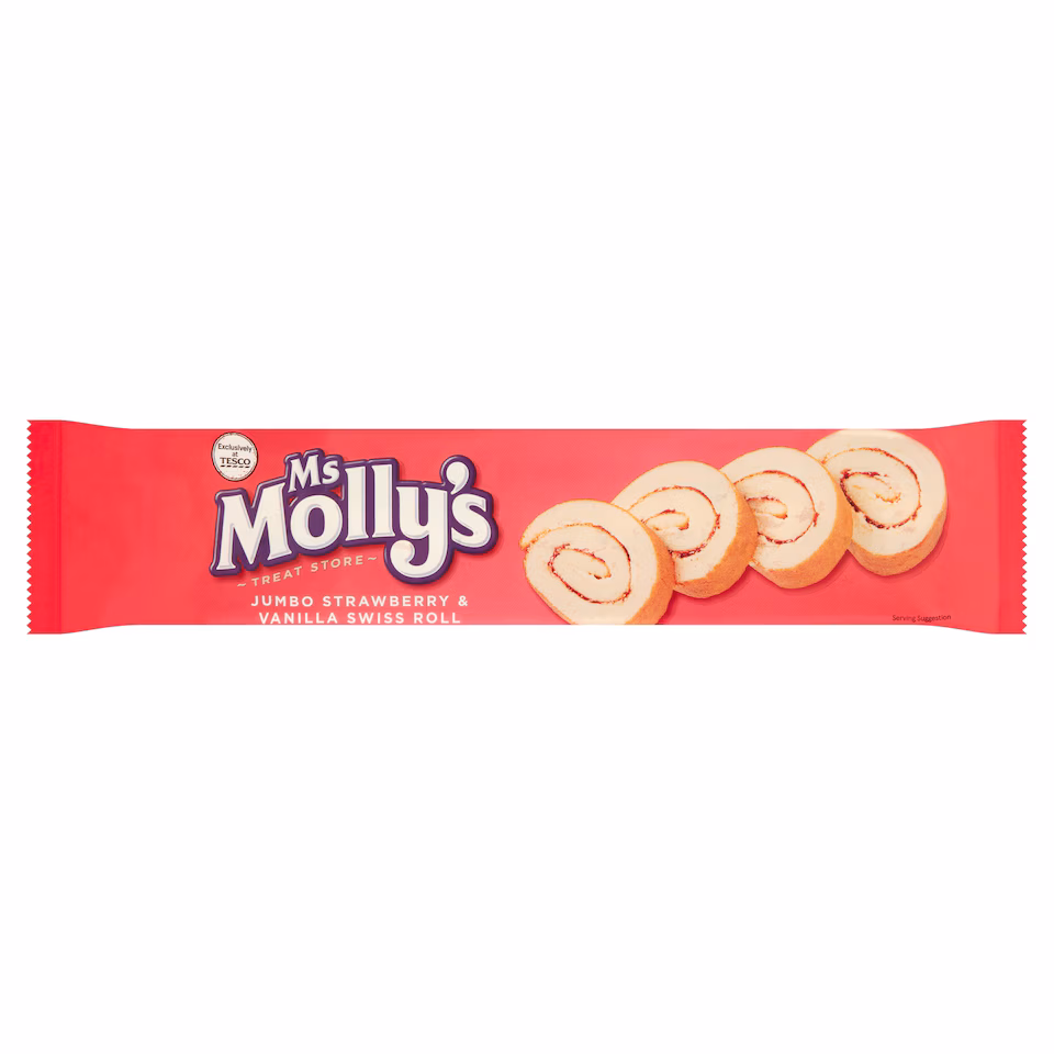 Ms Molly's Jumbo Strawberry & Vanilla Swiss Roll