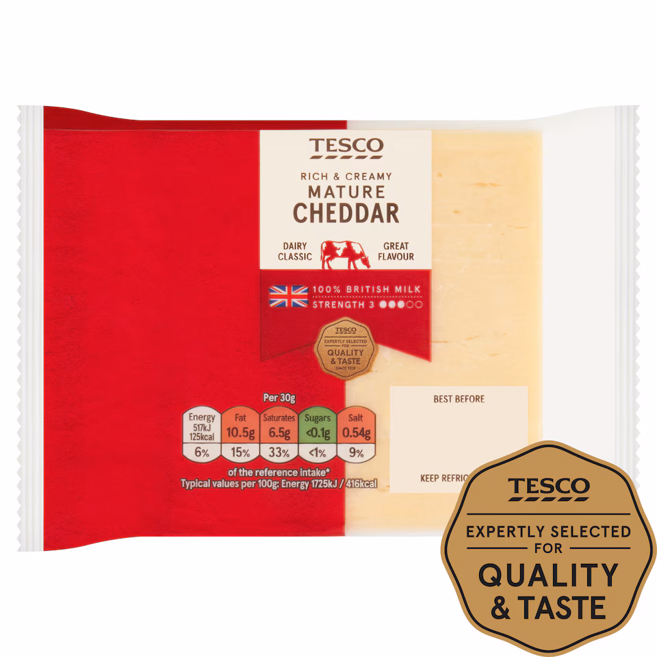 Tesco British Mature Cheddar Cheese 220G