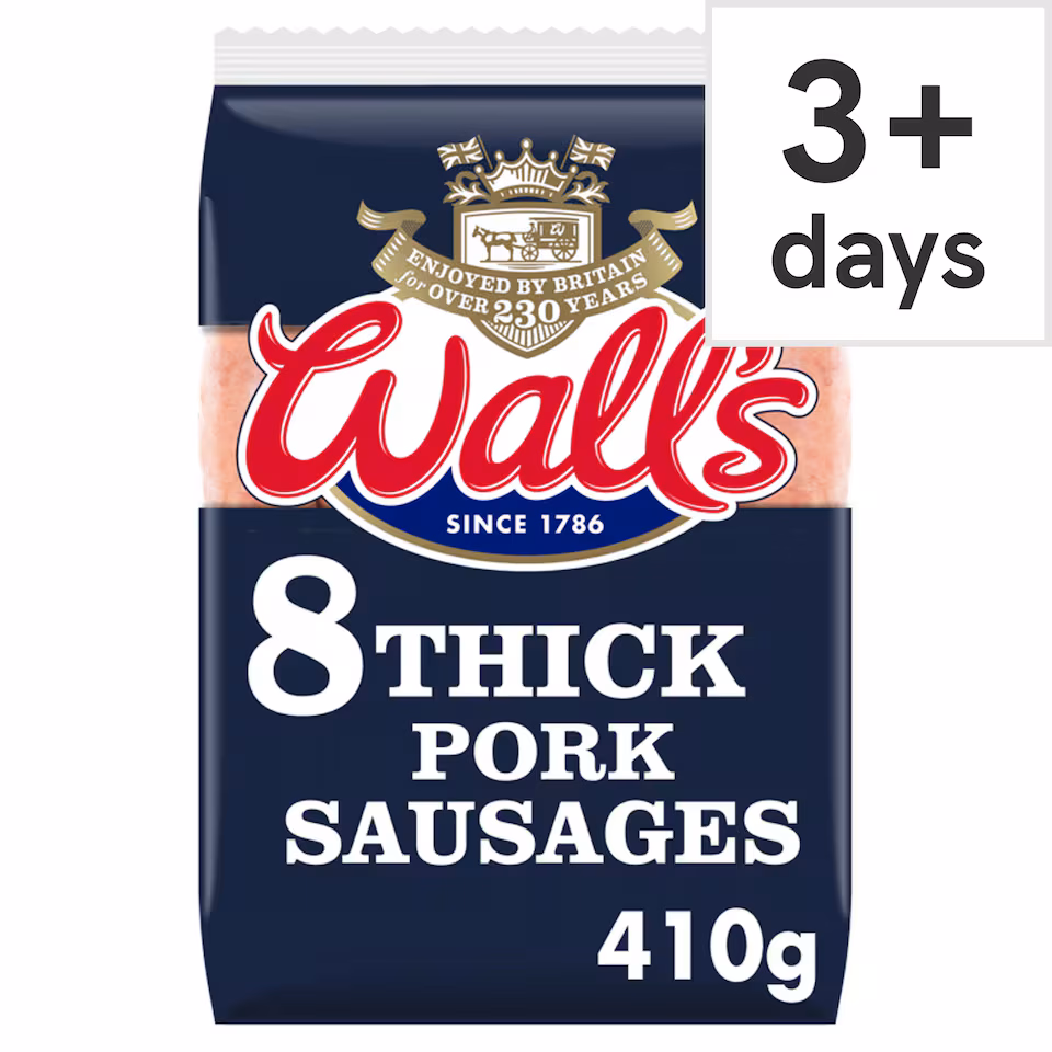 Walls 8 Thick Pork Sausages 410G