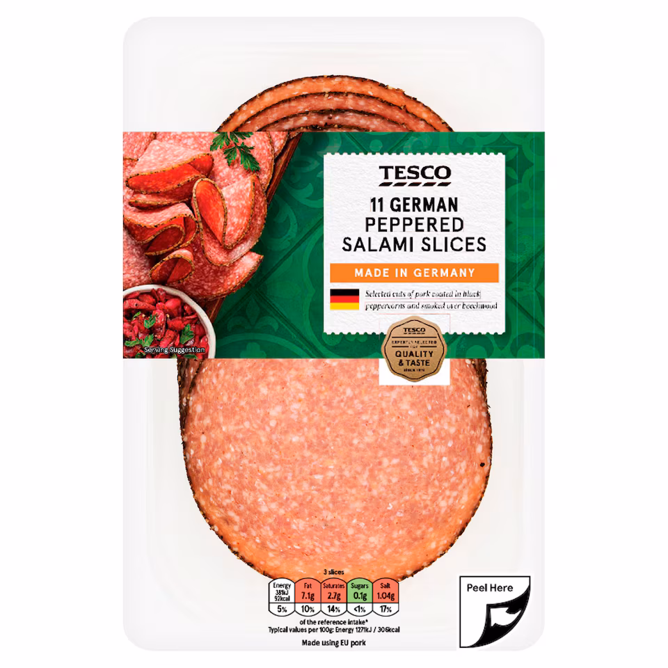 Tesco German Style Peppered Salami Slices 11 Pack 110g