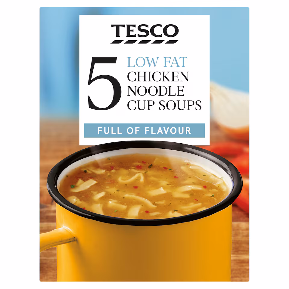 Tesco Low Fat Chicken Noodle Cup Soup 5 Pack 65G