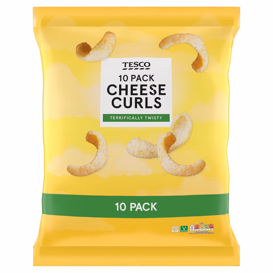 Tesco Cheese Curls 10 Pack 150G