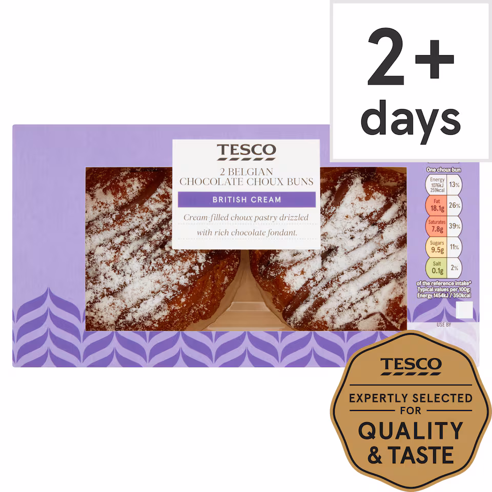 Tesco Chocolate Choux Buns 2 Pack