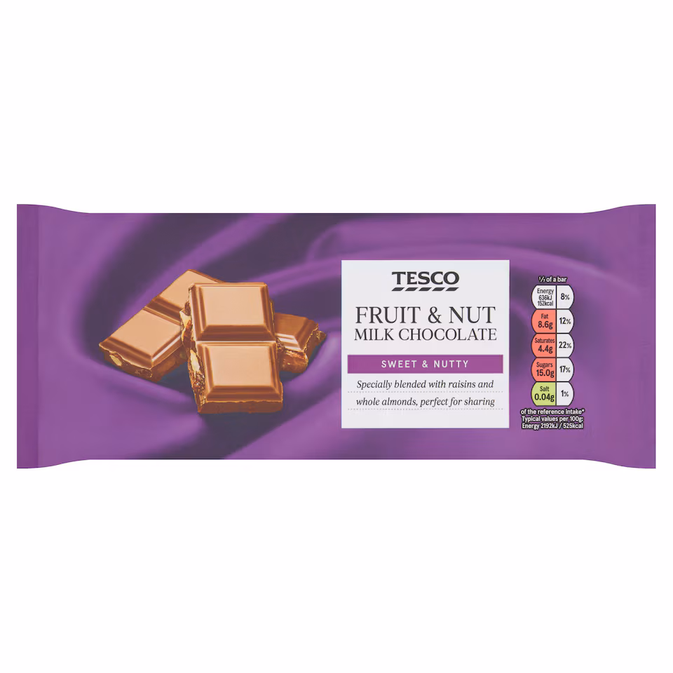 Tesco Fruit & Nut Milk Chocolate 200G