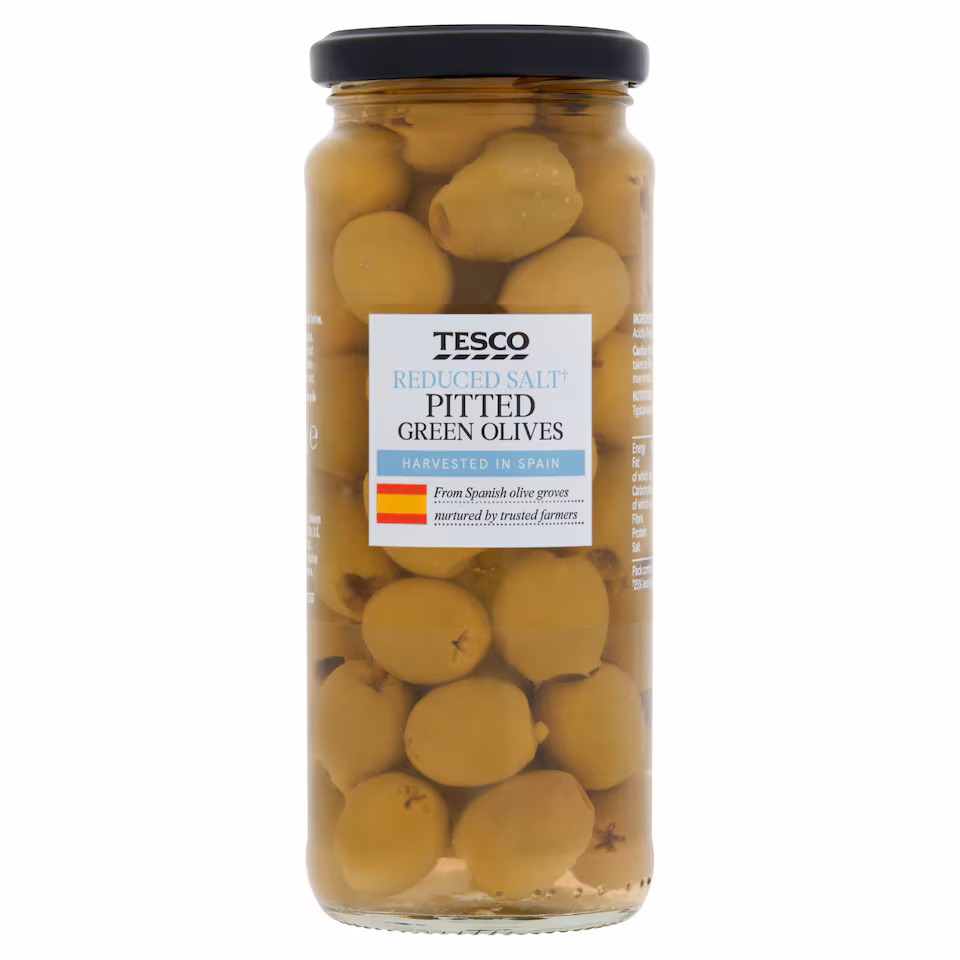 Tesco Reduced Salt Pitted Green Olives 340g
