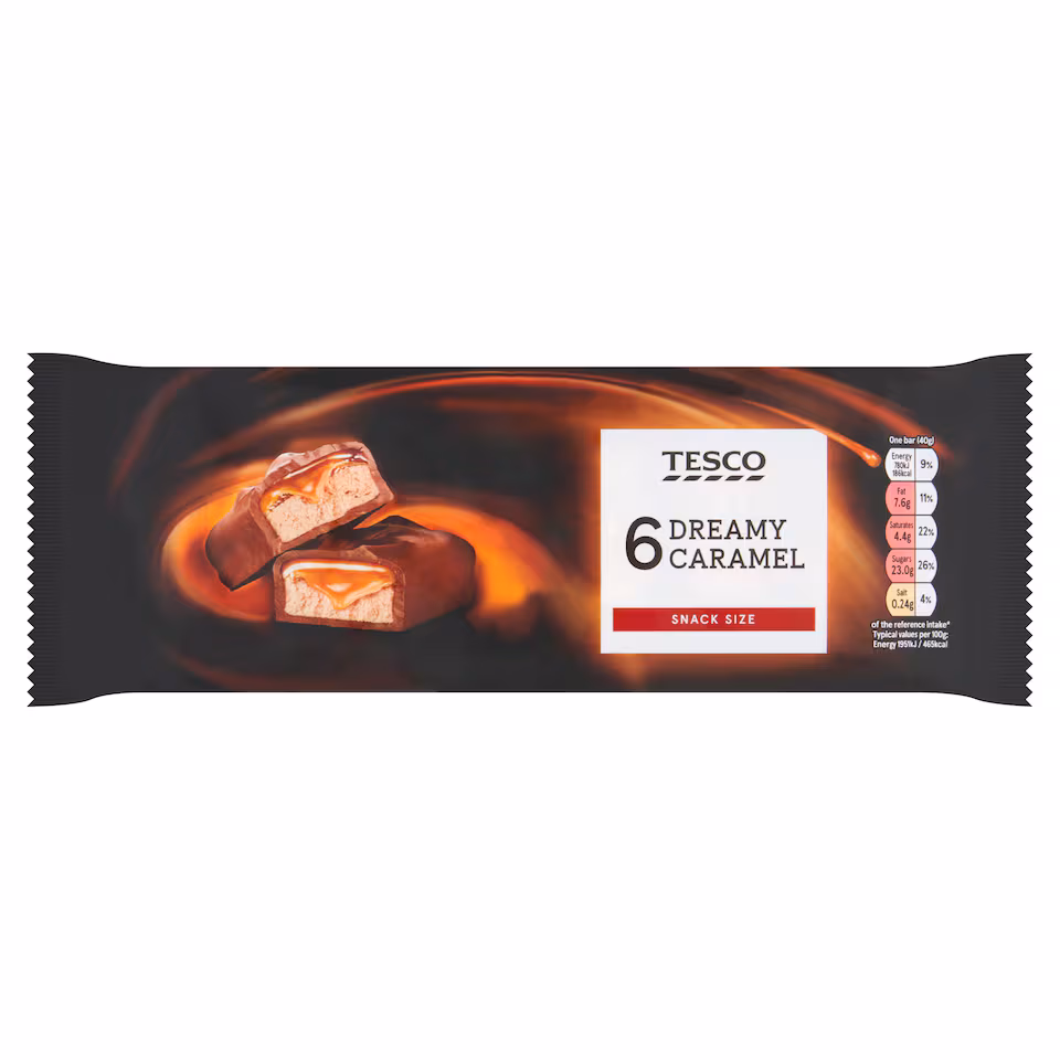 Tesco Dreamy Caramel Chocolate Bars Multipack 6 X 40g