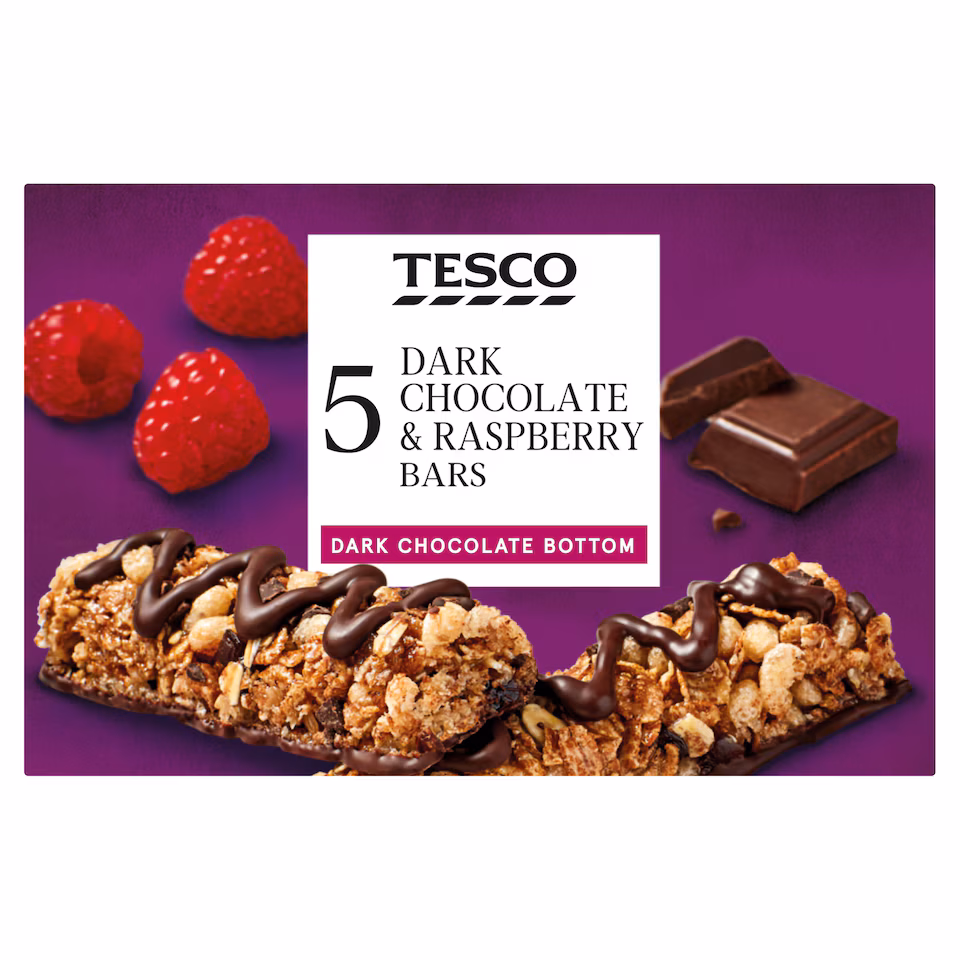 Tesco 5 Chocolate & Raspberry Bars 115G