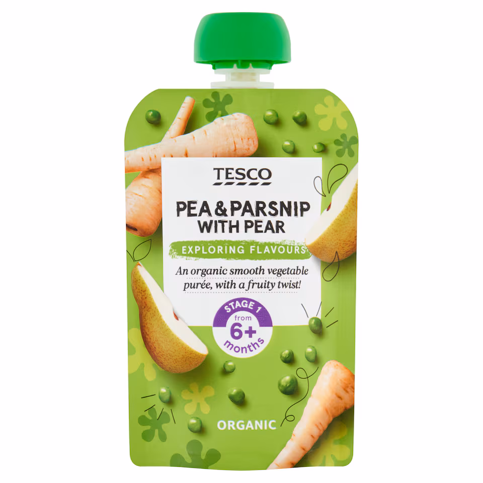 Tesco Pea Parsnip Pear Pouch 100G