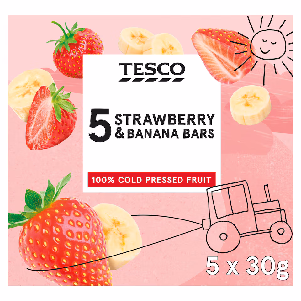 Tesco Strawberry & Banana Bars 5 x 30g