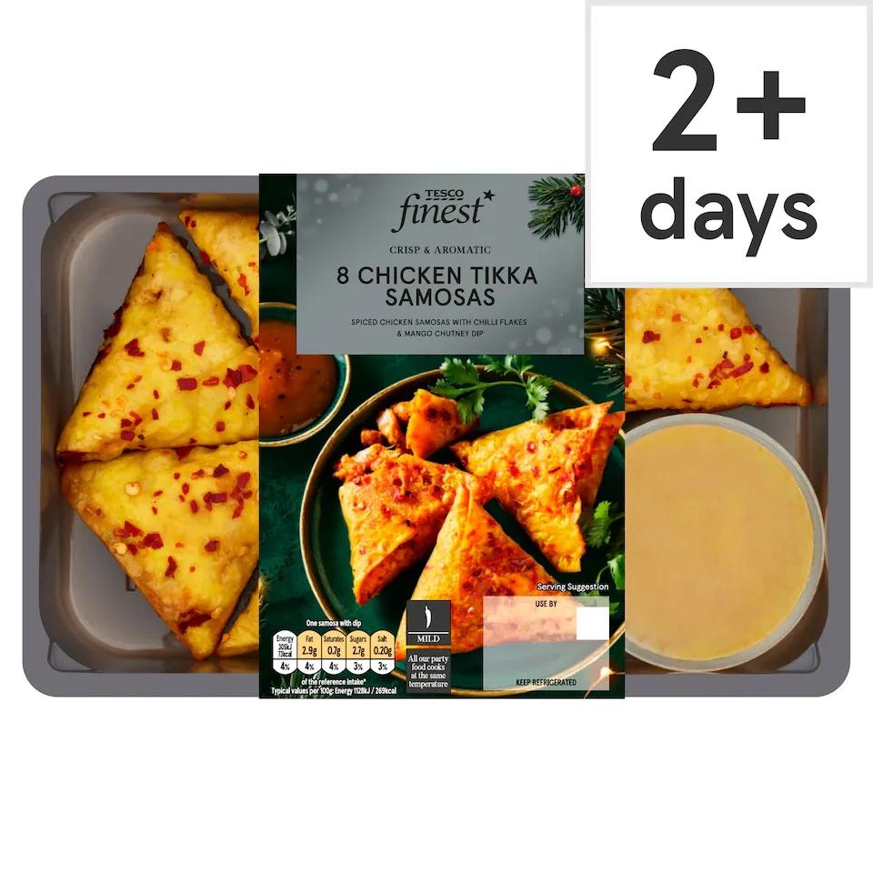 Tesco Finest 8 Chicken Tikka Samosas 230G