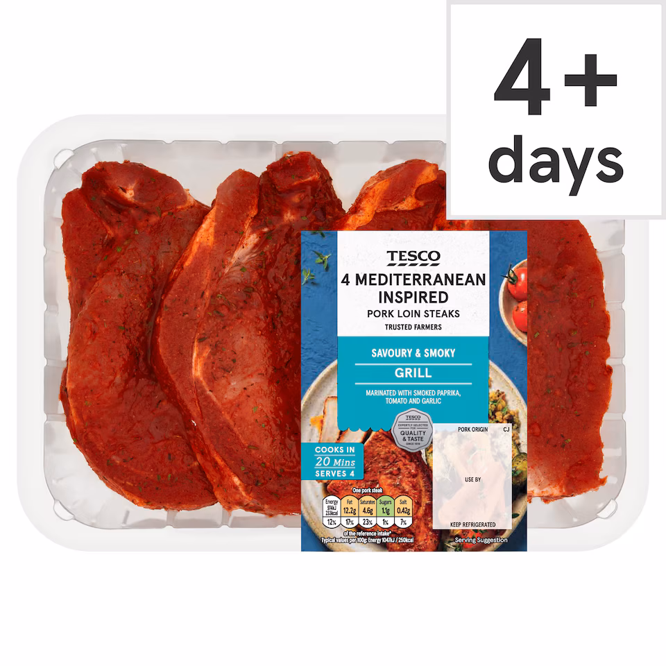 Tesco Mediterranean Pork Loin Steaks 600G