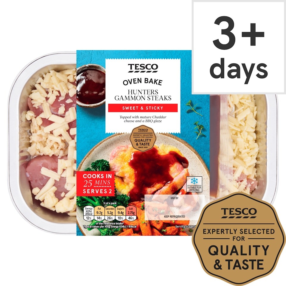 Tesco Hunters Gammon Steaks 345G