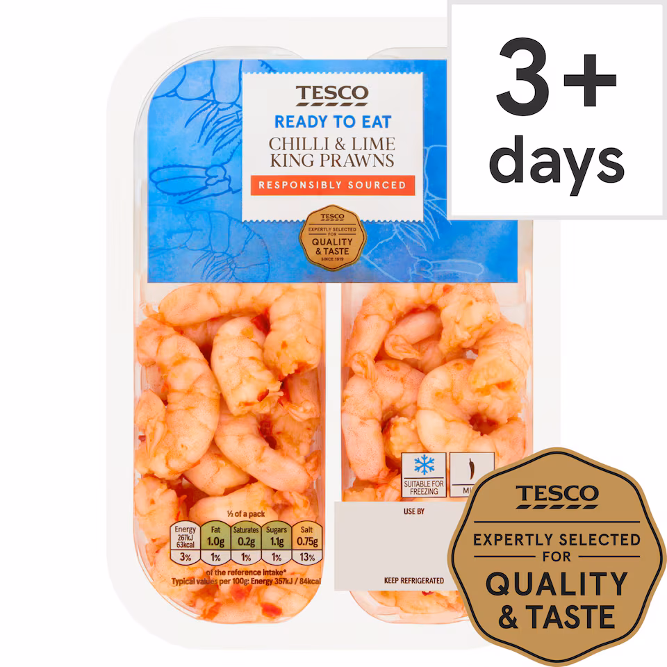 Tesco Chilli & Lime King Prawns 150G