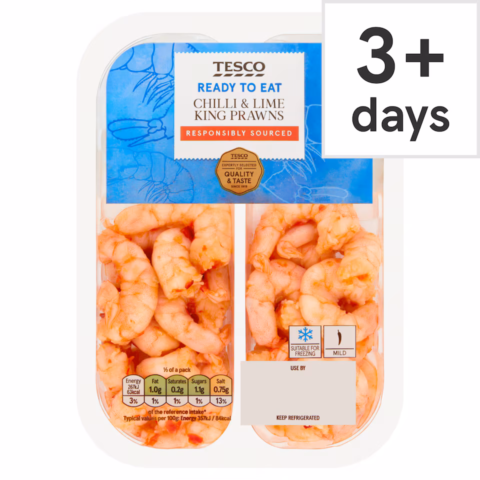Tesco Chilli & Lime King Prawns 150G