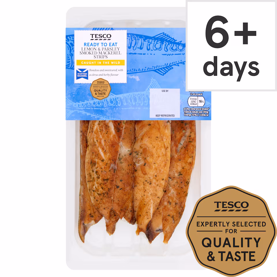 Tesco Lemon & Parsley Smoked Mackerel Strips 200G