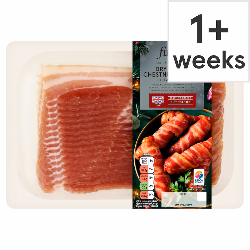 Tesco Finest Chestnut Smoked Bacon 16 Rashers 240G