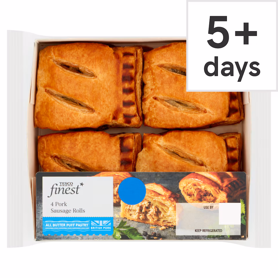 Tesco Finest 4 Pork Sausage Rolls 188G