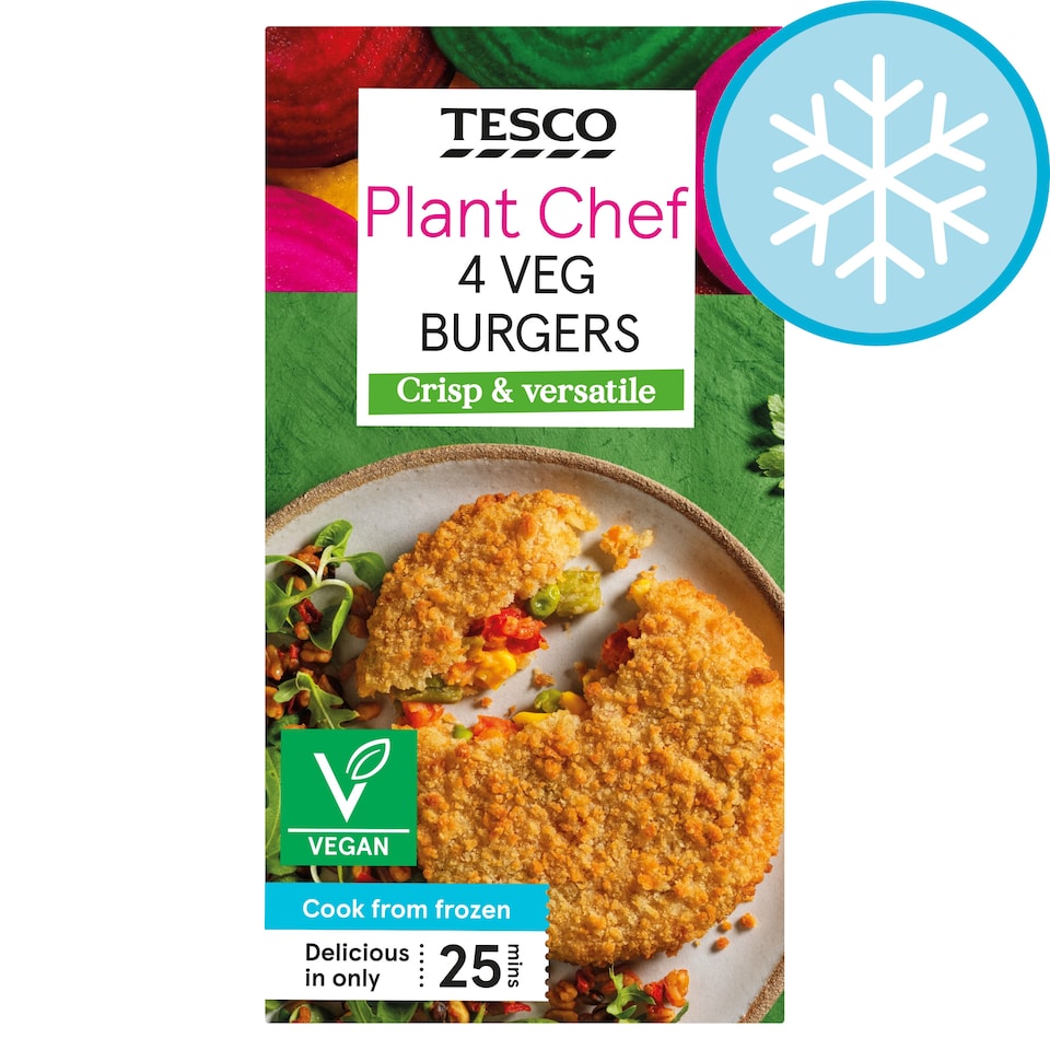 Tesco Plant Chef 4 Vegetable Burgers 454G
