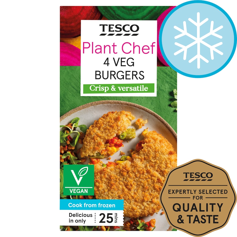 Tesco Plant Chef 4 Vegetable Burgers 454G