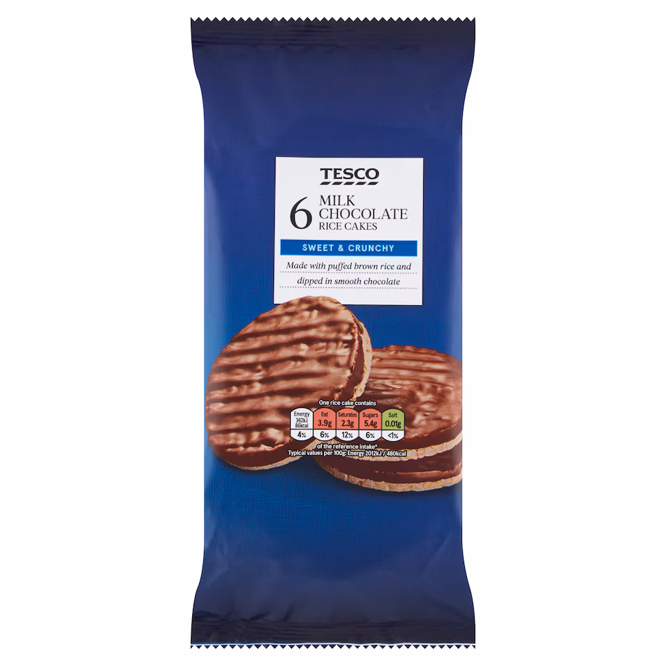 Tesco Rice Cakes Milk Chocolate 105G