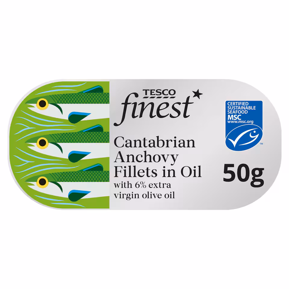 Tesco Finest Cantabrian Anchovy Fillets in Extra Virgin Olive Oil 50g