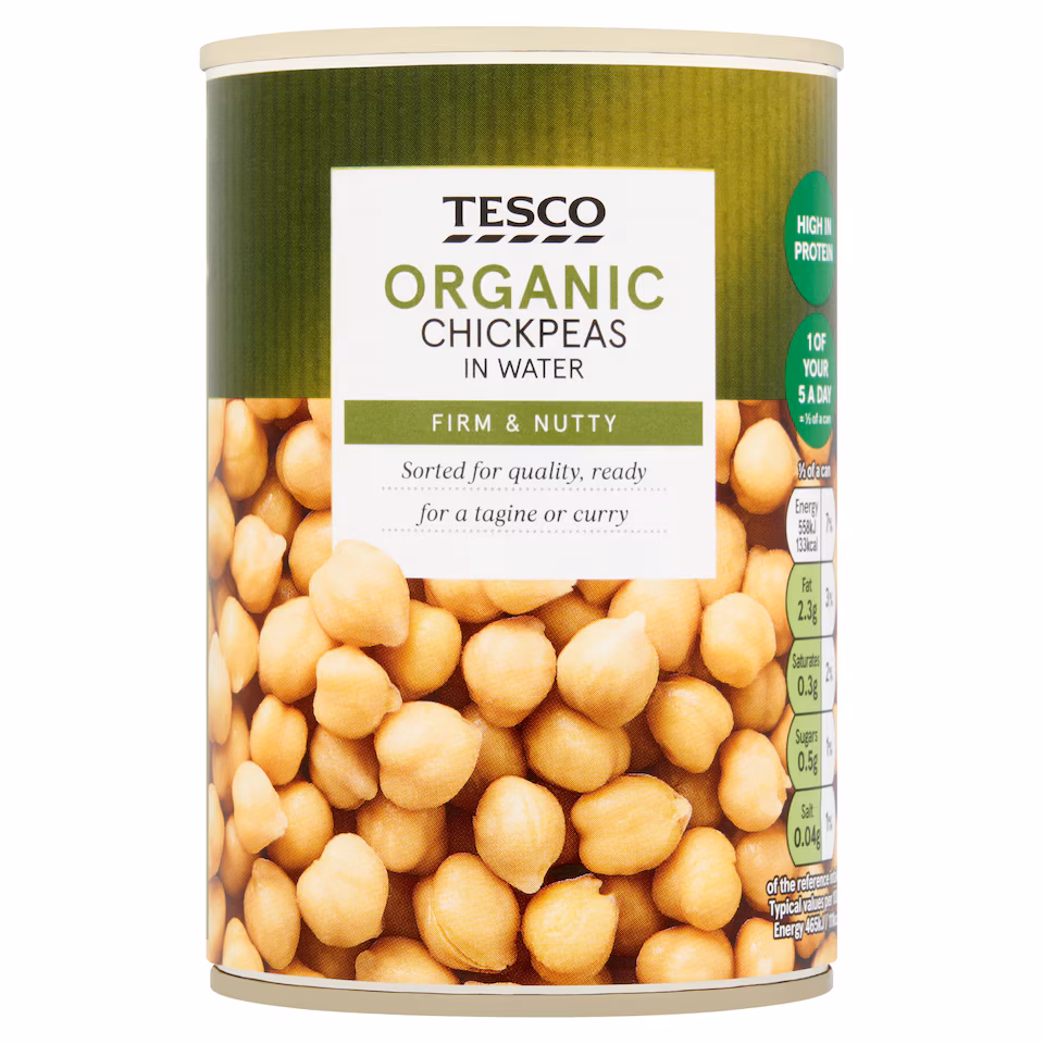 Tesco Organic Chickpeas In Water 400g