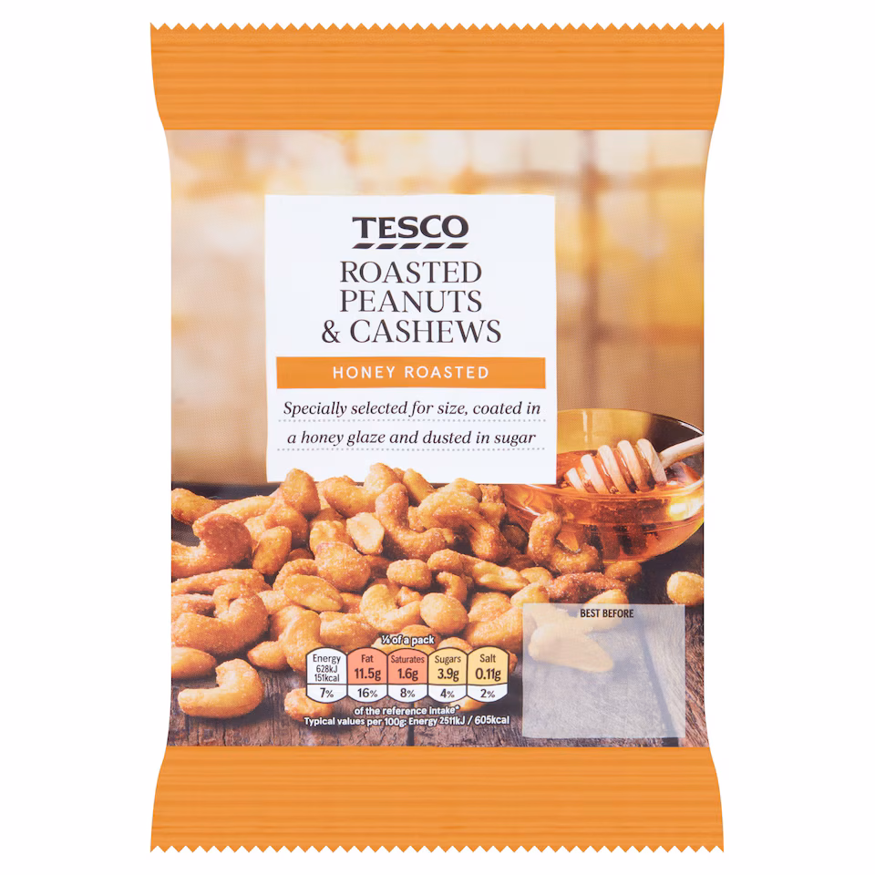 Tesco Honey Roast Peanuts & Cashews 200G