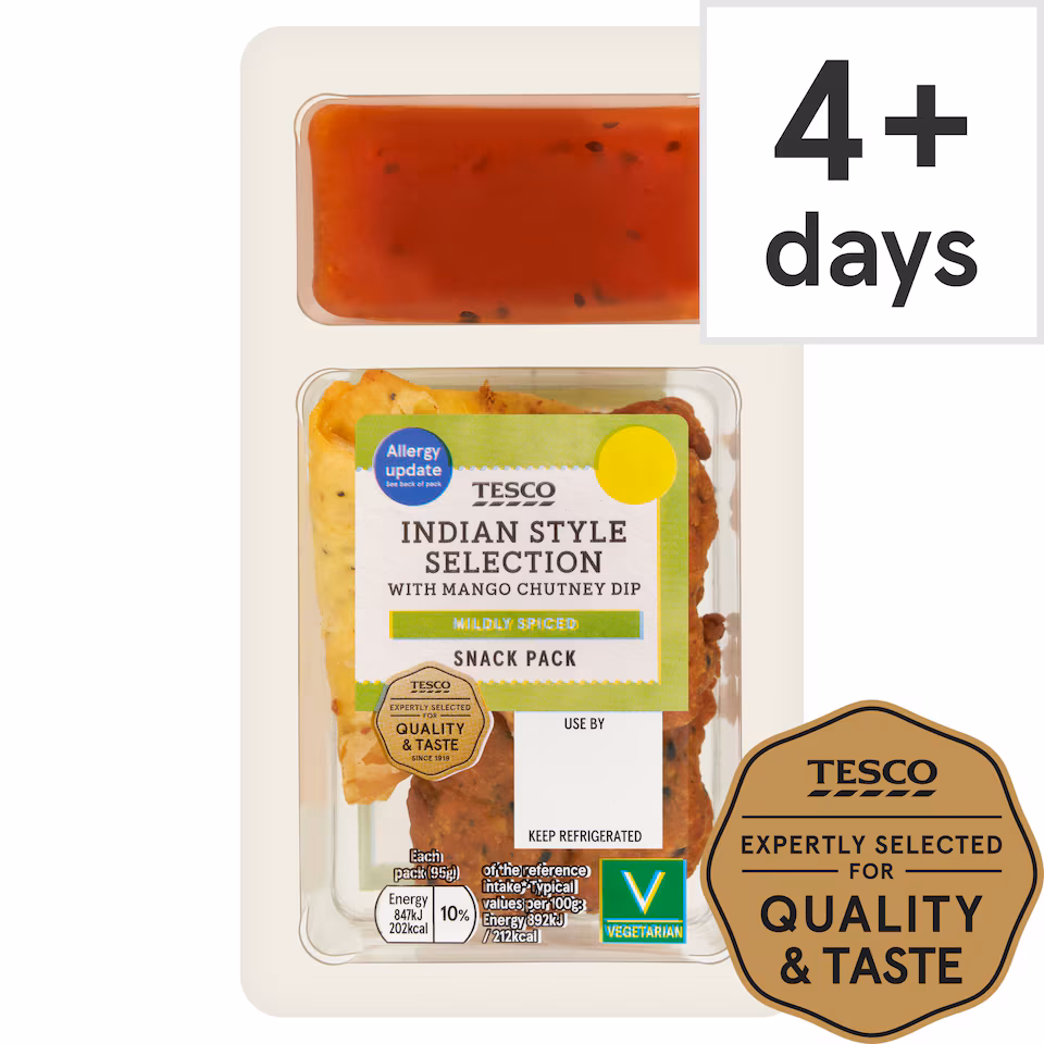 Tesco Indian Style Selection With Mango Dip 95G