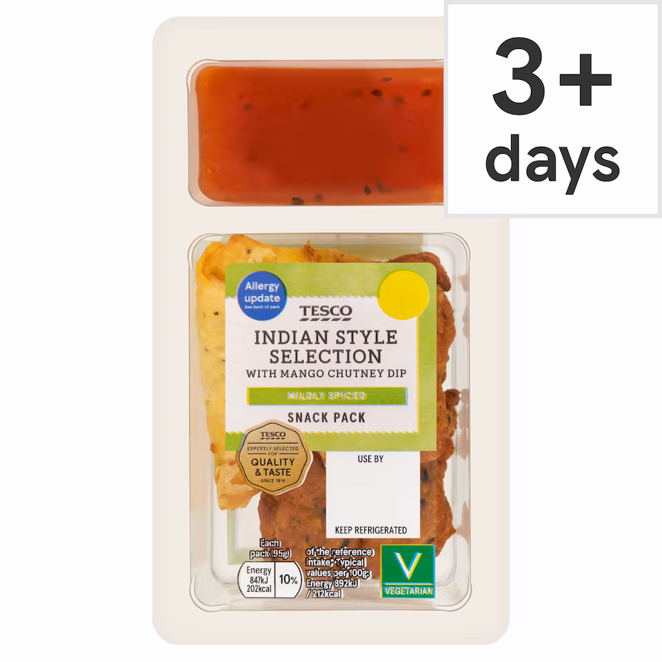 Tesco Indian Style Selection With Mango Dip 95G
