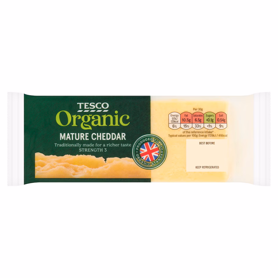 Tesco Organic Mature Cheddar 400G