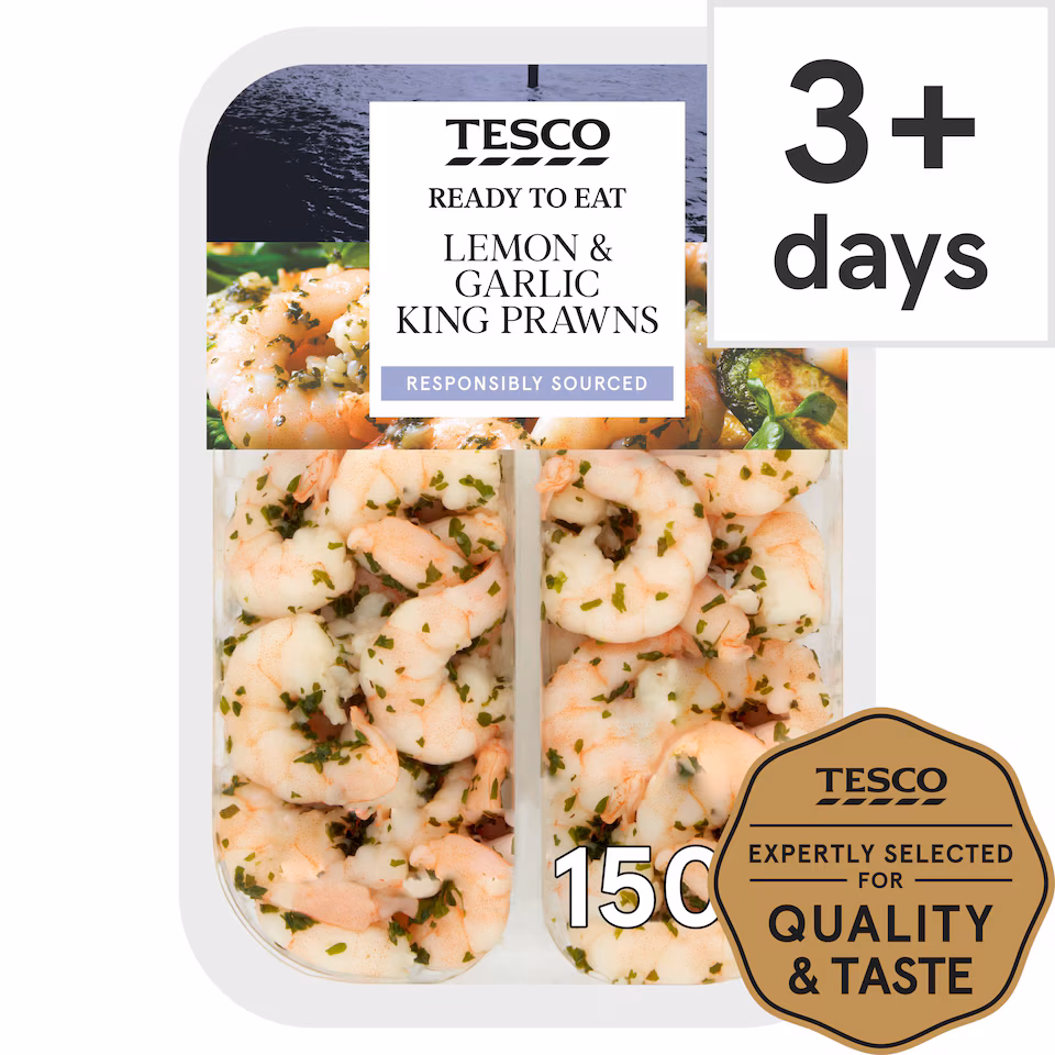 Tesco Lemon & Garlic King Prawns 150G