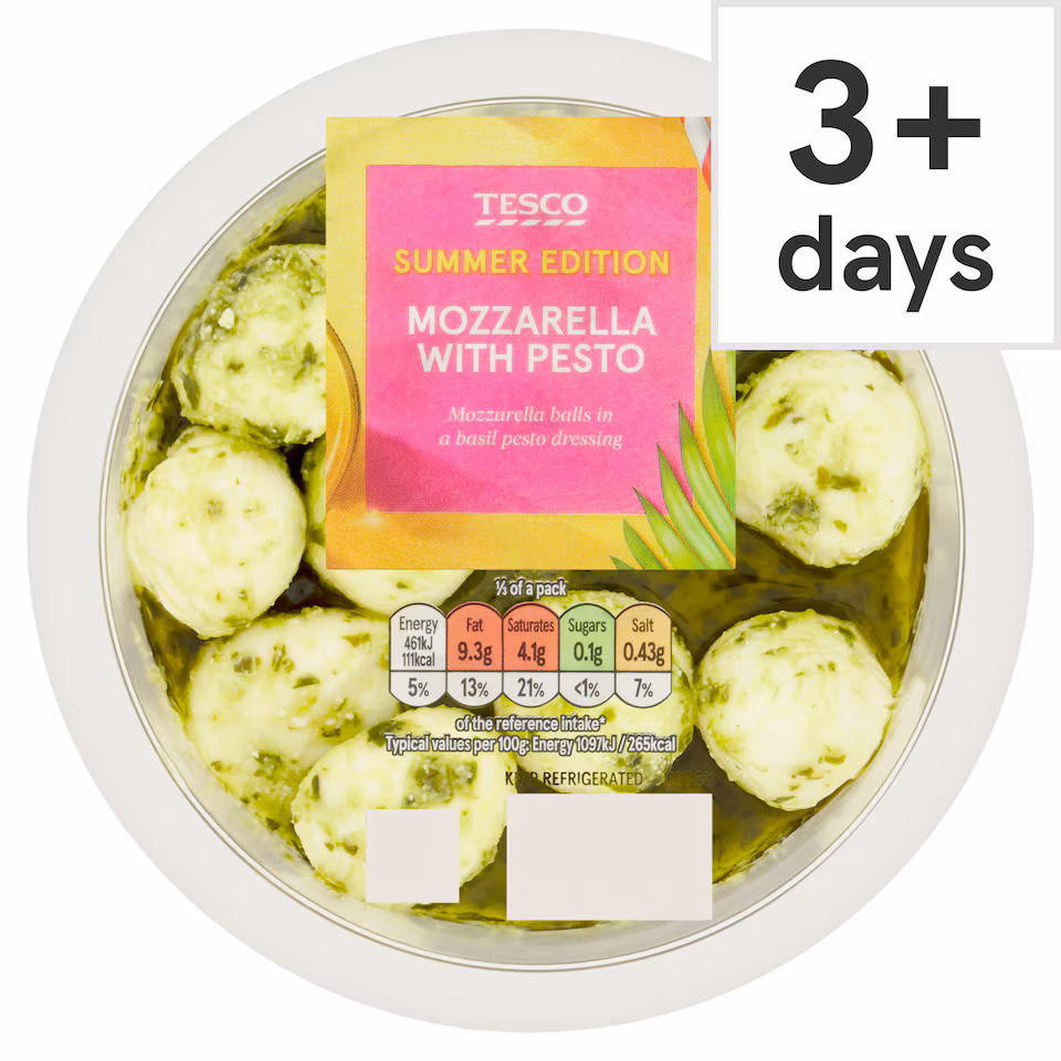 Tesco Mozzarella With Pesto 125G