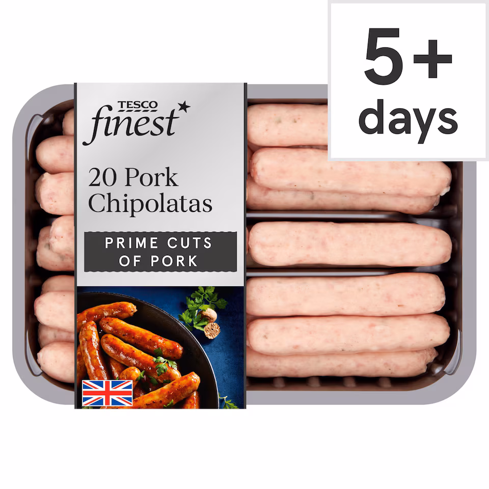 Tesco Finest 20 British Pork Chipolatas 625G