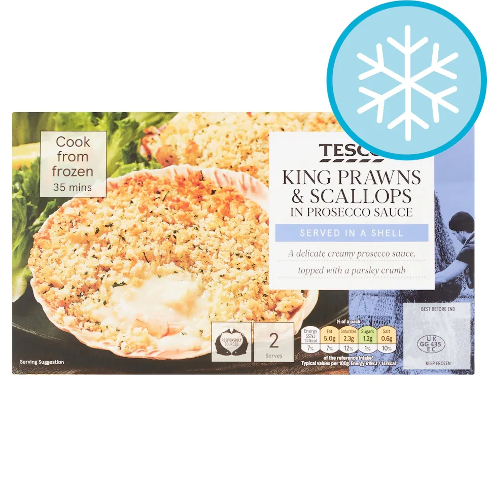 Tesco King Prawns & Scallops In Prosecco Sauce 200G