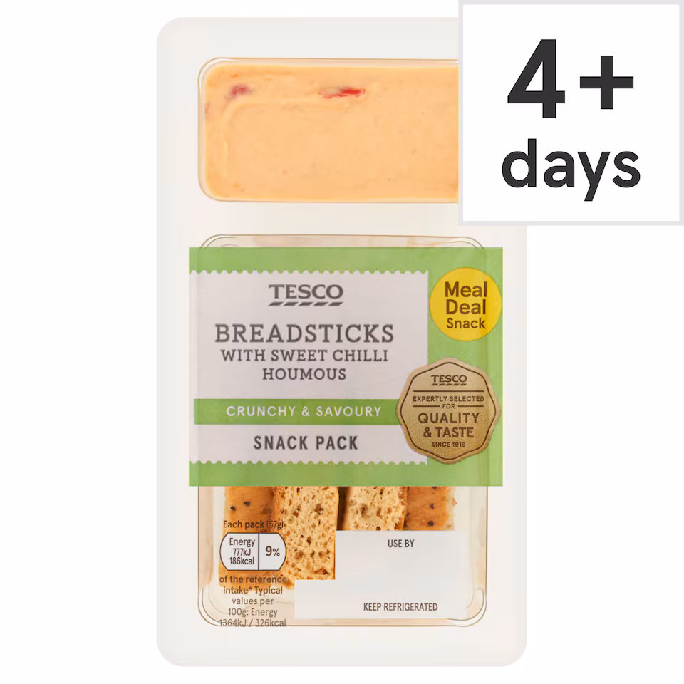 Tesco Sweet Chilli Houmous & Breadsticks 57G