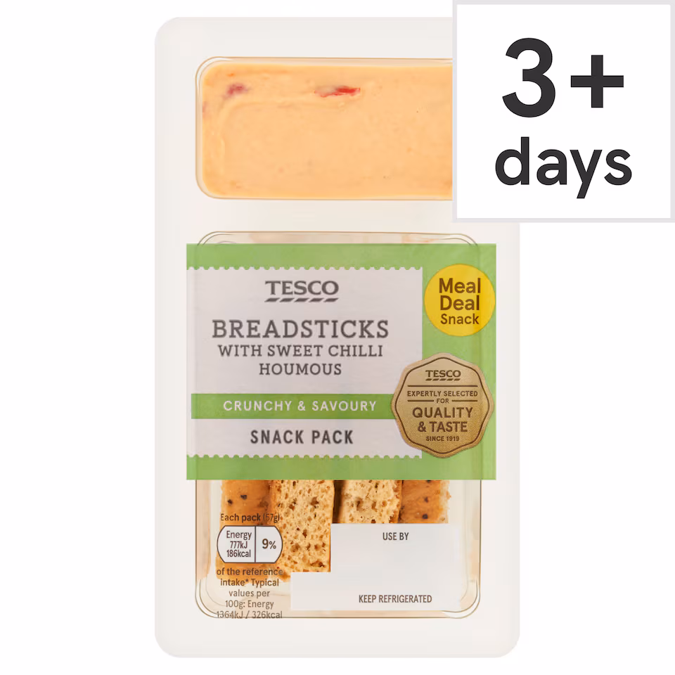Tesco Sweet Chilli Houmous & Breadsticks 57G