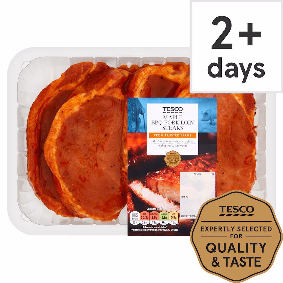 Tesco Maple Bbq Pork Loin Steaks 600G