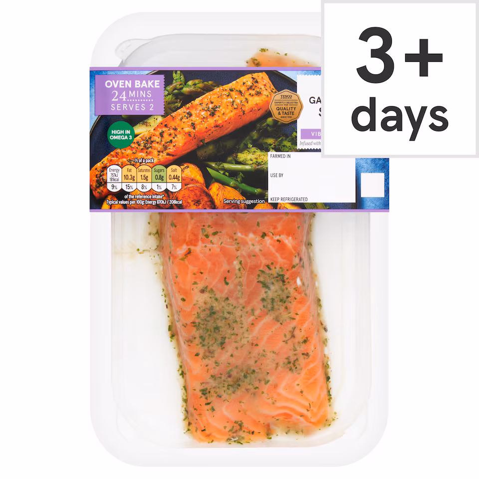 Tesco 2 Garlic & Herb Infused Salmon Fillets 230G