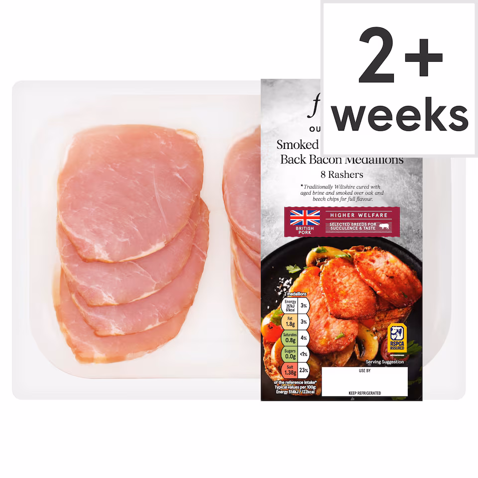 Tesco Finest 8 Smoked Bacon Medallions 200G
