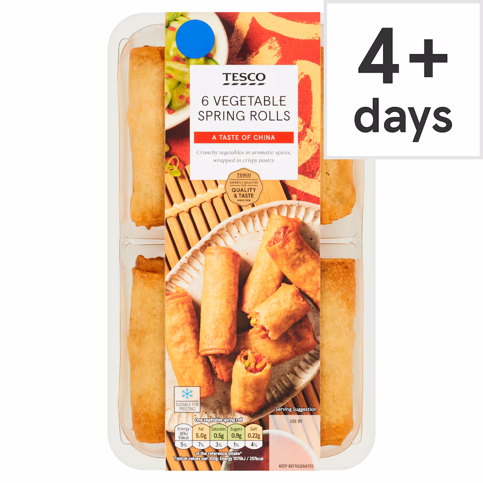 Tesco Vegetable Spring Rolls 6 Pack 216g