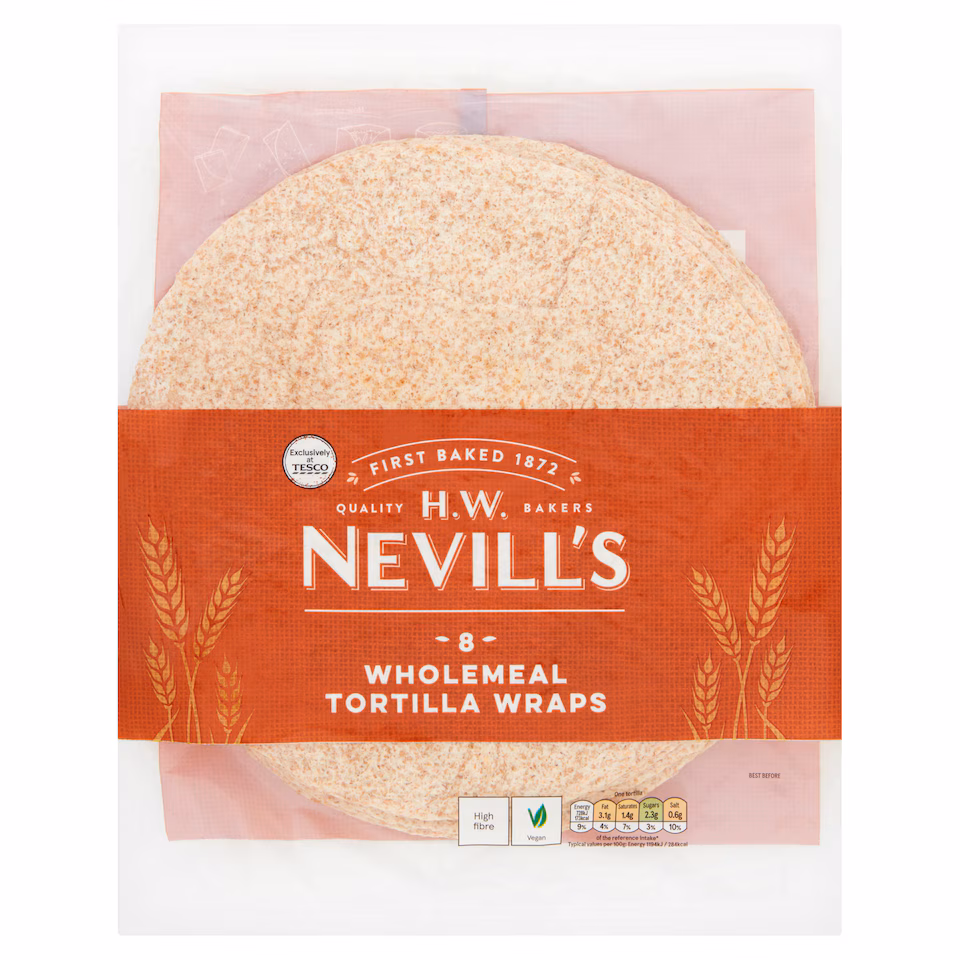 H.W. Nevills Wholemeal Tortilla Wraps 8 Pack